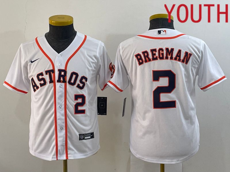 Youth Houston Astros #2 Bregman White Game Nike 2022 MLB Jerseys